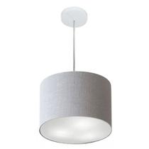 Lustre Pendente Cilíndrico Md-4210 Cúpula em Tecido 30x25cm Rustico Cinza - Bivolt