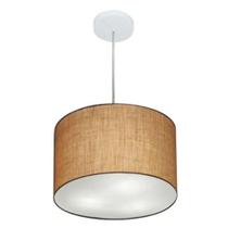 Lustre Pendente Cilíndrico Md-4211 Cúpula em Tecido 35x25cm Palha - Bivolt