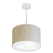 Lustre Pendente Cilíndrico Md-4211 Cúpula em Tecido 35x25cm Rustico Bege - Bivolt