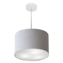 Lustre Pendente Cilíndrico Md-4211 Cúpula em Tecido 35x25cm Rustico Cinza - Bivolt