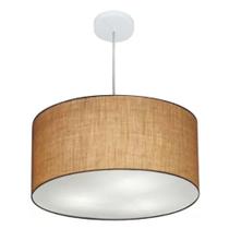 Lustre Pendente Cilíndrico Md-4213 Cúpula em Tecido 50x30cm Palha - Bivolt