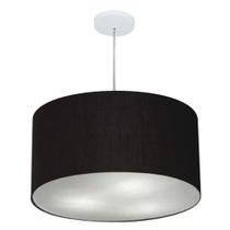 Lustre Pendente Cilíndrico Md-4215 Cúpula em Tecido 55x30cm Preto - Bivolt