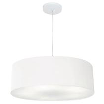 Lustre Pendente Cilíndrico Md-4217 Cúpula em Tecido 50x15cm Branco - Bivolt