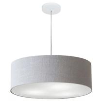 Lustre Pendente Cilíndrico Md-4217 Cúpula em Tecido 50x15cm Rustico Cinza - Bivolt