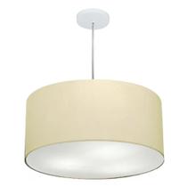 Lustre Pendente Cilíndrico Md-4219 Cúpula em Tecido 55x25cm Algodão Crú - Bivolt