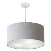 Lustre Pendente Cilíndrico Md-4219 Cúpula em Tecido 55x25cm Rustico Cinza - Bivolt