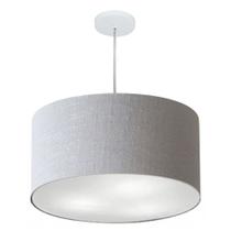 Lustre Pendente Cilíndrico Md-4220 Cúpula em Tecido 55x30cm Rustico Cinza - Bivolt