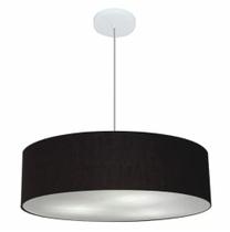 Lustre Pendente Cilíndrico Md-4221 Cúpula em Tecido 60x15cm Preto - Bivolt