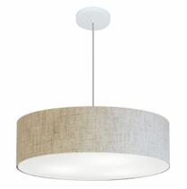 Lustre Pendente Cilíndrico Md-4221 Cúpula em Tecido 60x15cm Rustico Bege - Bivolt