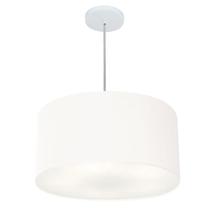 Lustre Pendente Cilíndrico Md-4242 Cúpula em Tecido 45x25cm Branco - Bivolt