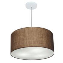 Lustre Pendente Cilíndrico Md-4242 Cúpula em Tecido 45x25cm Café - Bivolt