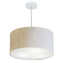Lustre Pendente Cilíndrico Md-4242 Cúpula em Tecido 45x25cm Linho Bege - Bivolt
