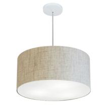 Lustre Pendente Cilíndrico Md-4242 Cúpula em Tecido 45x25cm Rustico Bege - Bivolt