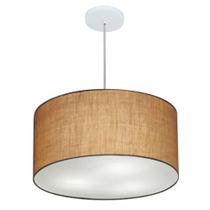 Lustre Pendente Cilíndrico Md-4243 Cúpula em Tecido 45x25cm Palha - Bivolt