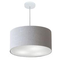 Lustre Pendente Cilíndrico Md-4243 Cúpula em Tecido 45x25cm Rustico Cinza - Bivolt