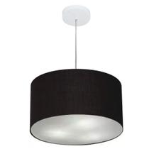 Lustre Pendente Cilíndrico Md-4244 Cúpula em Tecido 40x25cm Preto - Bivolt