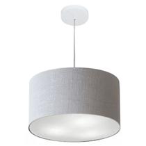 Lustre Pendente Cilíndrico Md-4244 Cúpula em Tecido 40x25cm Rustico Cinza - Bivolt