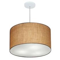 Lustre Pendente Cilíndrico Md-4250 Cúpula em Tecido 45x30cm Palha - Bivolt