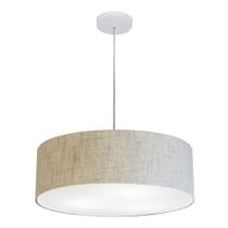 Lustre Pendente Cilíndrico Md-4254 Cúpula em Tecido 45x15cm Rustico Bege - Bivolt