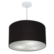 Lustre Pendente Cilíndrico Md-4257 Cúpula em Tecido 45x30cm Preto - Bivolt Lustre Pendente Cilíndrico Md-4257 Cúpula em Tecido 45x30cm Preto - Bivolt