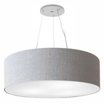 Lustre Pendente Cilíndrico Md-4381 Cúpula em Tecido 100x30cm Rustico Cinza - Bivolt