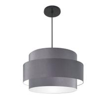 Lustre Pendente Cilíndrico Md-4384 Cúpula em Tecido Cinza Tam 50cm