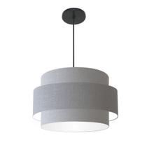 Lustre Pendente Cilíndrico Md-4384 Cúpula em Tecido Rustico Cinza Tam 50cm