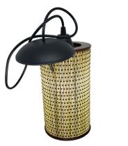 Lustre Pendente Cilíndrico Rustico Estilo Japonês 21 cm