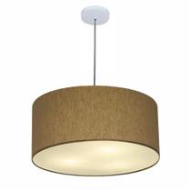 Lustre Pendente Cilíndrico Vivare Free Lux Pe-4386BR Cúpula em Tecido - 50X25cm