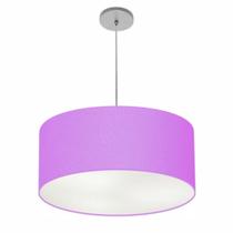 Lustre Pendente Cilíndrico Vivare Free Lux Pe-4386CZ Cúpula em Tecido - 50X25cm