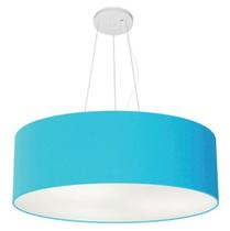 Lustre Pendente Cilíndrico Vivare Md-4010 Cúpula em Tecido 60x21cm - Bivolt