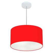 Lustre Pendente Cilíndrico Vivare Md-4099 Cúpula em Tecido 40x25cm - Bivolt
