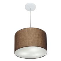 Lustre Pendente Cilíndrico Vivare Md-4211 Cúpula em Tecido 35x25cm - Bivolt