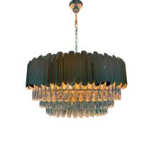 Lustre Pendente Clássico Zurique Gold em Inox e Cristal - 40x75cm