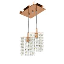 Lustre Pendente Clearcast Duplo Cristal Legitimo New Cobre - MARRYLUZ