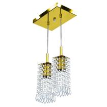 Lustre Pendente Clearcrillic Duplo Cristal Acrílico Dourado Lustre Pendente Clearcrillic Duplo Cristal Acrílico Dourado