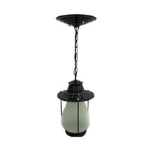 Lustre Pendente Colonial Antigo Vidro Fosco Tupã Preto