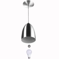 Lustre Pendente Cone Alumínio 20x14cm Escovado + Lampada