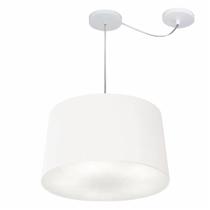 Lustre Pendente Cone Com Desvio de Centro Vivare Md-4277 Cúpula em Tecido 40x45cm - Bivolt