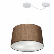 Lustre Pendente Cone Com Desvio de Centro Vivare Md-4281 Cúpula em Tecido 40x45cm - Bivolt