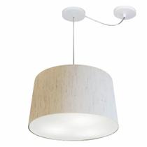 Lustre Pendente Cone Com Desvio Linho Bege MJ-4277 Para Mesa de Jantar e Estar