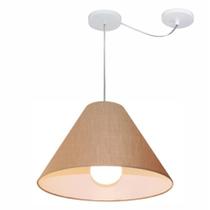 Lustre Pendente Cone Com Desvio Md-4272 Cúpula Tec 25/15x40cm Palha - Bivolt