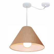 Lustre Pendente Cone Com Desvio Md-4272 Cúpula Tec 25/15x40cm Palha - Bivolt Lustre Pendente Cone Com Desvio Md-4272 Cúpula Tec 25/15x40cm Palha - Bivolt