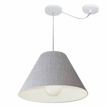 Lustre Pendente Cone Com Desvio Md-4272 Cúpula Tec 25/15x40cm Rustico Cinza - Bivolt Lustre Pendente Cone Com Desvio Md-4272 Cúpula Tec 25/15x40cm Rustico Cinza - Bivolt