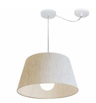 Lustre Pendente Cone Com Desvio Md-4273 Cúpula 21/30x40cm Linho Bege - Bivolt