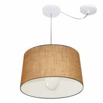 Lustre Pendente Cone Com Desvio Md-4275 Cúpula 30/45x40cm Palha - Bivolt
