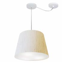 Lustre Pendente Cone Com Desvio Md-4276 Cúpula 30/30x40cm Linho Bege - Bivolt