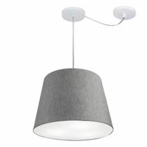 Lustre Pendente Cone Com Desvio Md-4280 Cúpula 30/30x40cm Rustico Cinza - Bivolt