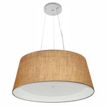 Lustre Pendente Cone Md-4015 Cúpula em Tecido 25/60x50cm Palha / Branco - Bivolt