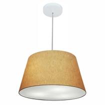 Lustre Pendente Cone Md-4021 Cúpula em Tecido 21/40x30cm Palha - Bivolt
